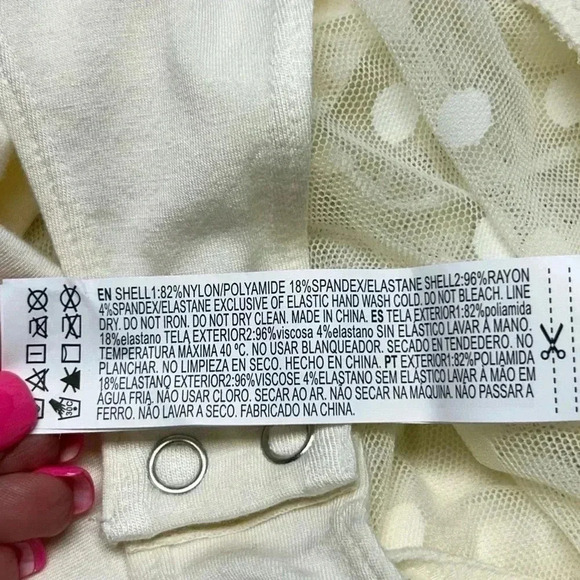 Mesh Lace Victorian High Frill Neck Bodysuit Cream Size Large NWT - Picture 6 of 7